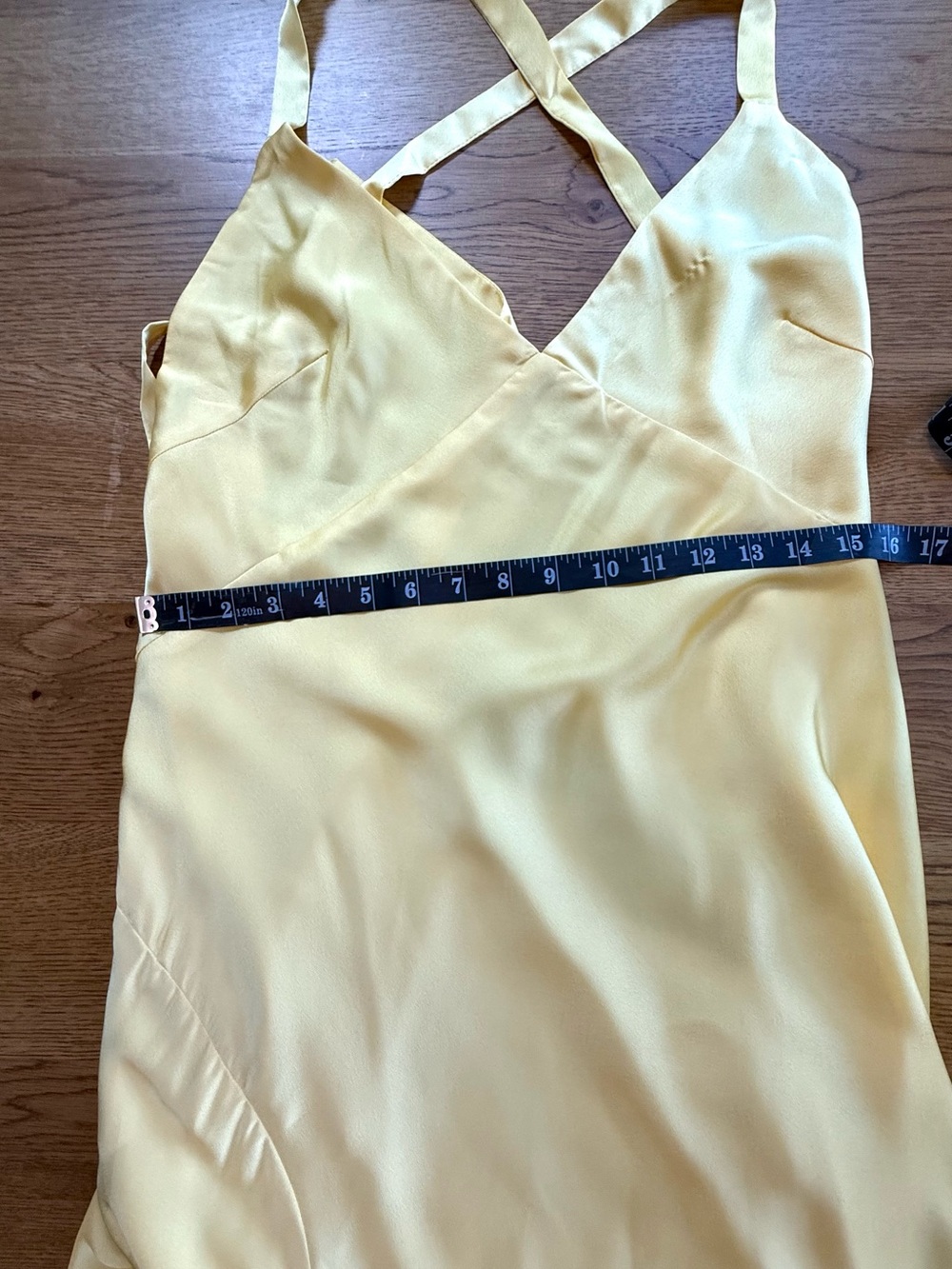 Show Me Your MuMu Anderson Yellow Satin Slip Maxi Dress Slit Size M - Picture 4 of 13